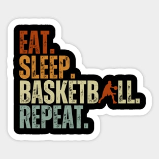 Eat Sleep Basketball Repeat Retro Vintage Boy Kid Men Women Sticker